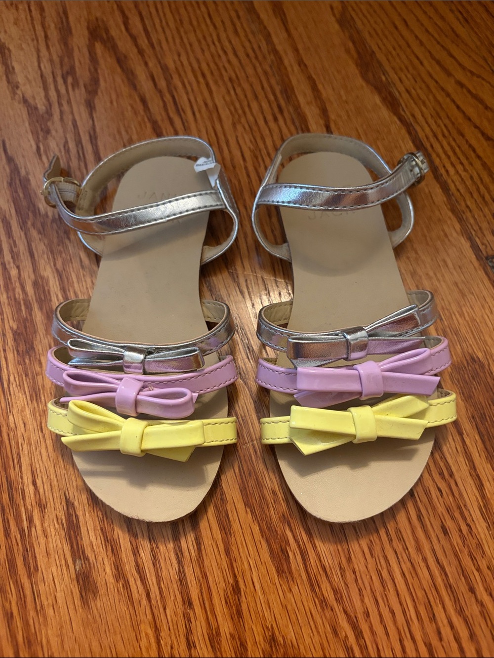 Janie and Jack Bow Strap Sandals - Silver, Lilac & Yellow